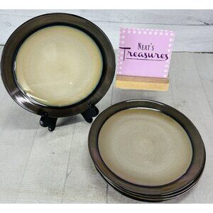 Sango ROMA SAGE 4814 Speckled Tan Center Coupe Ceramic Salad Lunch Plates Set 5